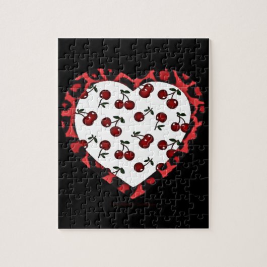 Puzzle Cerises RAB Empreinte de léopard Heart Rockabilly (Vertical)