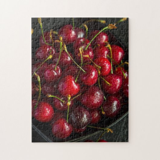 Puzzle Cerises Rouges Douces Fruits d'Été Nature Morte (Vertical)