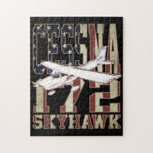 Puzzle Cessna 172 Skyhawk avec drapeau Vintage des États-