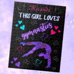 Puzzle Cette Fille Aime La Gymnastique<br><div class="desc">Cette fille aime la gymnastique - Ce design a une silhouette de gymnastique féminine recouverte de minuscules coeurs faisant un pas de ressort arrière hors de la compétence! Au-dessus d'elle se trouvent les mots "Cette fille aime la gymnastique" - "gymnastique" est dans une police de couleur violette avec effet de...</div>
