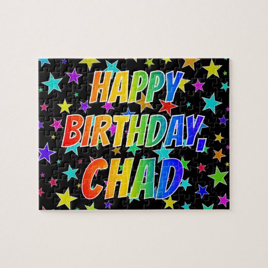 Puzzle "CHAD" Prénom, Amusant "HEUREUX ANNIVERSAIRE" (Horizontal)