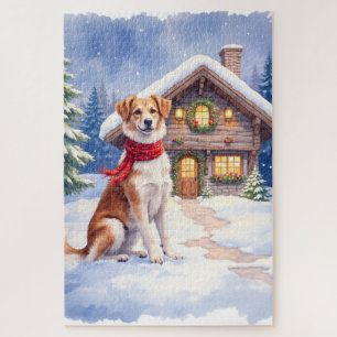 Puzzle Chalet alpin de chien d'Appenzeller à l'aquarelle