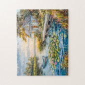 Puzzle Chalet de pêche Lakeside avec nénuphars (Vertical)
