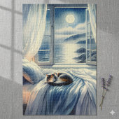 Puzzle Chambre Côtière au Clair de Lune avec Chat Endormi