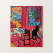 Puzzle Chambre rouge avec chat noir (Vertical)