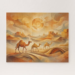 Puzzle Chameaux du lever de soleil du désert Sables mouva