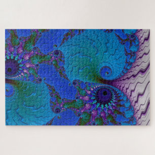 Puzzle Chameleon fractal bleu Abstrait
