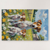 Puzzle Champ d'art de pissenlit Jack Russell (Horizontal)