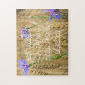 Puzzle Champ de blé d'été avec fleurs bleues (Vertical)