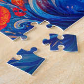 Puzzle Champ de coquelicots rouges et bleus abstraits ave (Côté)
