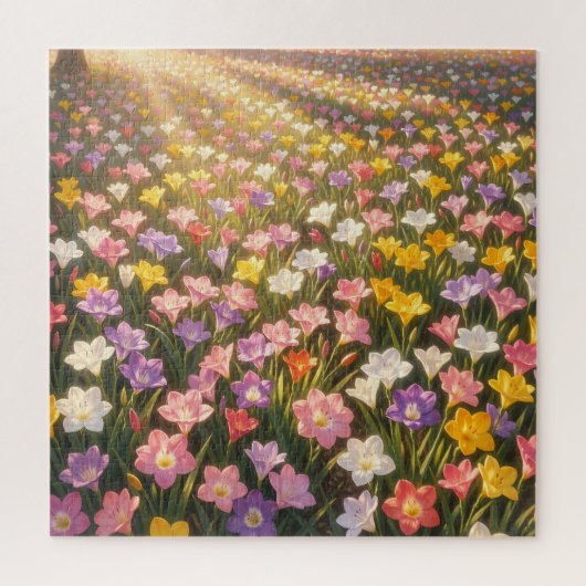 Puzzle Champ de fleurs de lys arc-en-ciel vibrant (Vertical)