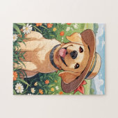 Puzzle Champ de fleurs Labrador Retriever (Horizontal)