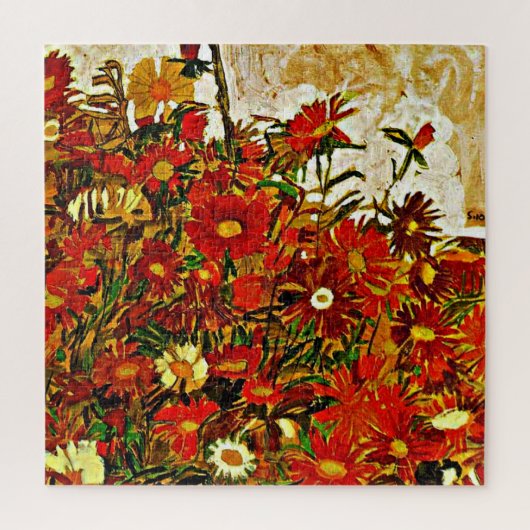 Puzzle Champ de fleurs - OEuvre d'Egon Schiele, (Vertical)