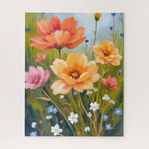 Puzzle Champ de fleurs sauvages Fleurs aquarelles botan