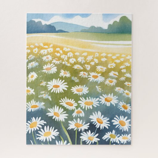 Puzzle Champ de pâquerettes | Peinture florale de prairie (Vertical)