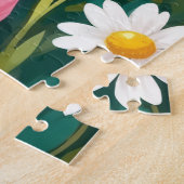 Puzzle Champ de pâquerettes printanier mignon Pomeranian (Côté)