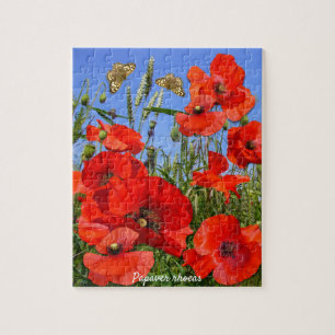 Puzzle Champ de pavot coloré et papillons