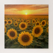 Puzzle Champ de Tournesols Dorés au Coucher du Soleil (Vertical)