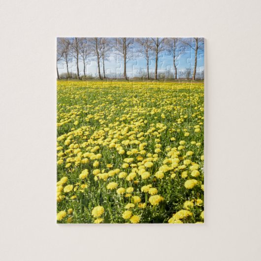Puzzle Champ des pissenlits jaunes dans l'herbe avec la (Vertical)