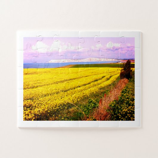 Puzzle Champ jaune et falaises blanches sur l'île de Wigh (Horizontal)