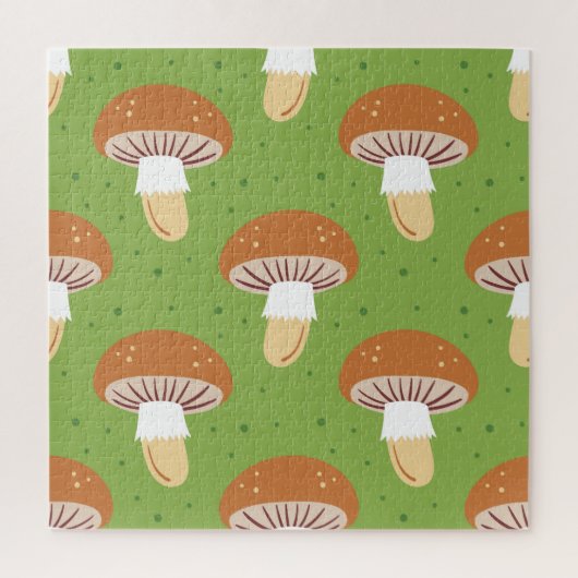 Puzzle Champignons d'automne : motif sans couture verte. (Vertical)