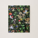 Puzzle Champignons des bois Baies Plantes vertes<br><div class="desc">Un bois aquarelle de la nature verte sereine avec des champignons colorés,  des baies et des plantes de forêt.</div>