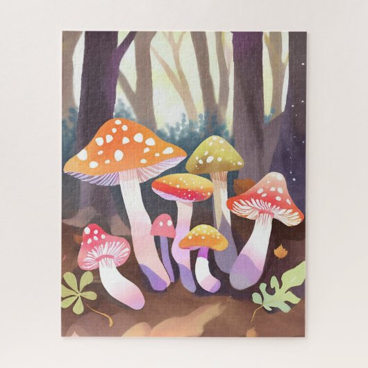 Puzzle Champignons Mignons | Forêt Aquarelle (Vertical)