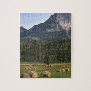 Puzzle Champs avec du foin bottelé, Alberta, Canada