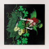 Puzzle Chance Trèfle Vert Fée Rouge Cheveux Shamrock (Horizontal)