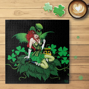 Puzzle Chance Trèfle Vert Fée Rouge Cheveux Shamrock