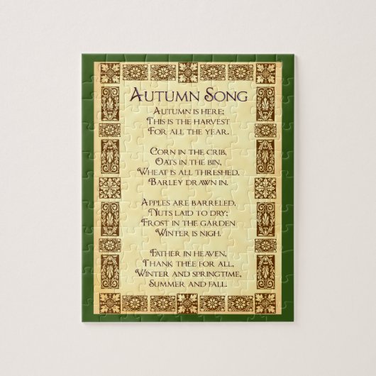 Puzzle Chanson d'automne Thanksgiving Harvest Poème (Vertical)