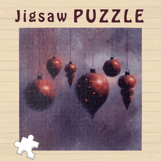 Puzzle Chanter Noël Baubles rouges sur Violet -
