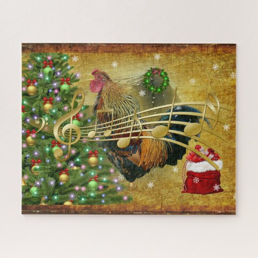 Puzzle Chanter un coq vintage Chanter des chants de Noël (Horizontal)