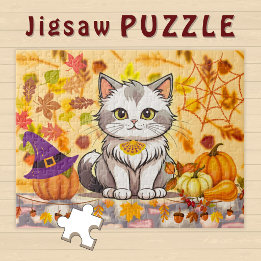 Puzzle Chapeau de sorcière de citrouille de chat de dessi