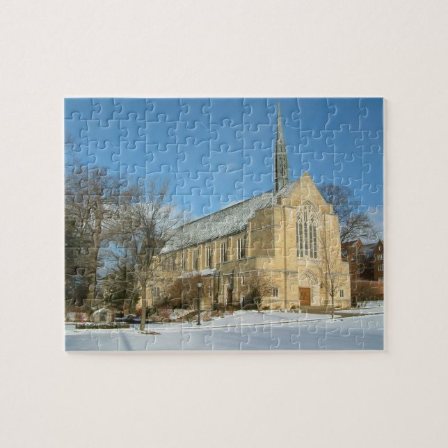 Puzzle Chapelle Harbison en hiver au Grove City College (Horizontal)
