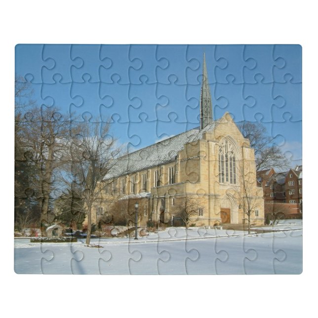 Puzzle Chapelle Harbison en hiver au Grove City College (Puzzle Horizontal)