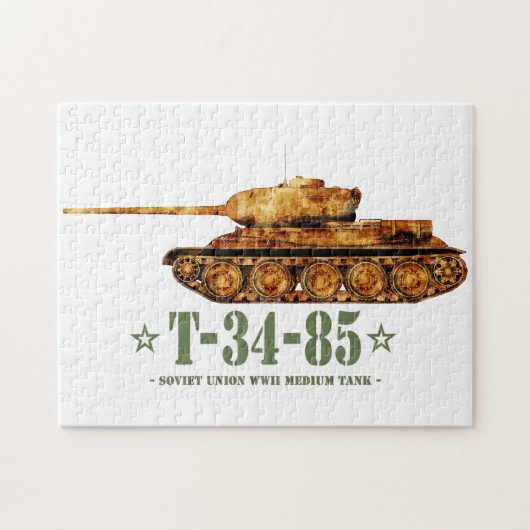Puzzle Char moyen soviétique T-34-85 de la Seconde Guerre (Horizontal)