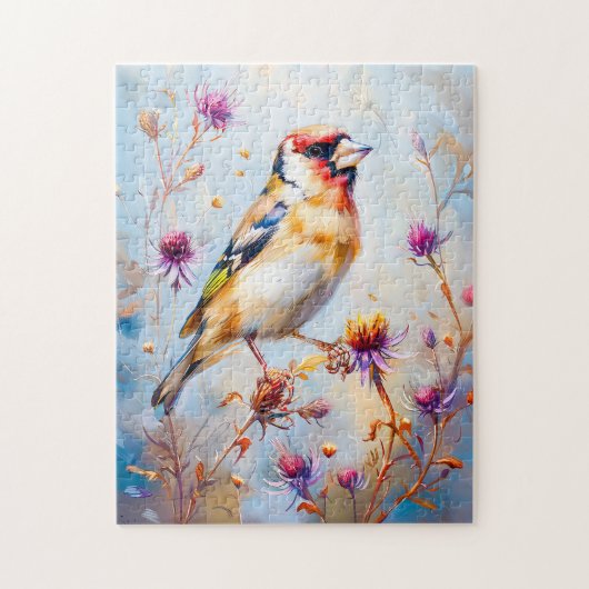 Puzzle Chardonneret en vol, style impressionniste (Vertical)