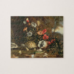 Puzzle Chardons, fleurs, reptiles et papillons à coté