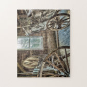 Puzzle Chariot couvert, roue de chariot en bois (Vertical)