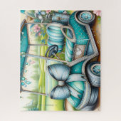 Puzzle Chariot de golf de luxe Teal Bow (Vertical)