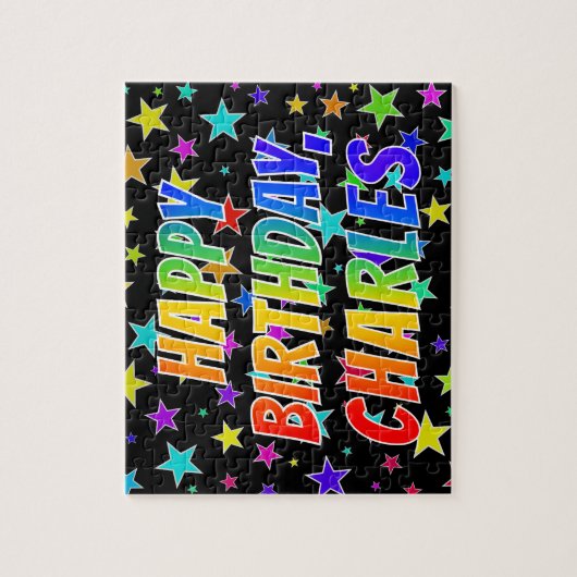 Puzzle "CHARLES" Prénom, amusant "HEUREUX ANNIVERSAIRE" (Vertical)