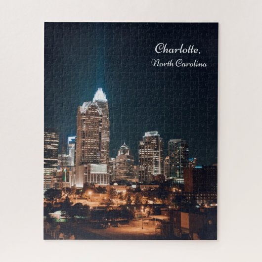 Puzzle Charlotte North Carolina City Skyline Night (Vertical)