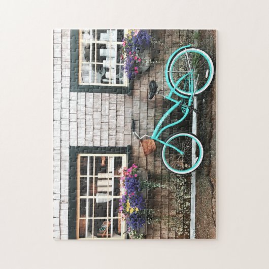 Puzzle Charmant Cape Cod Blue Bicycle Fleurs Chic (Vertical)