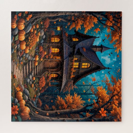 Puzzle Charmant chalet avec Citrouilles dans une forêt d' (Horizontal)