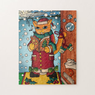 Puzzle Charmant charmant Noël Carol Chanteur Chat