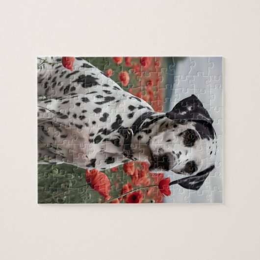 Puzzle Charmant Chien De Dalmation Dans Le Champ De Pavot (Horizontal)