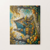 Puzzle Charmant Cottage d'Automne avec des Citrouilles (Vertical)