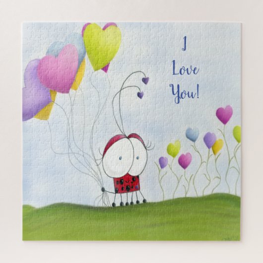 Puzzle Charmante coccinelle aux ballons colorés (Vertical)