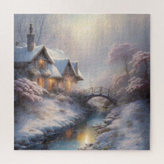 Puzzle Charme Vintage Jour d'hiver Paysage Art (Vertical)